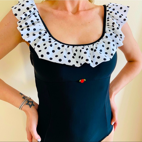 New Betsey Johnson polka Dot Amore One Piece Swimsuit
